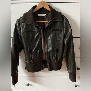 2 Elle Brown Faux BROWN Jacket size L